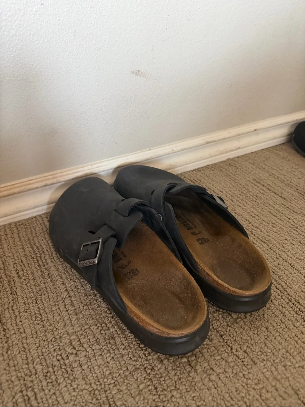 Birkenstock Black Slip-On Buckle Clogs